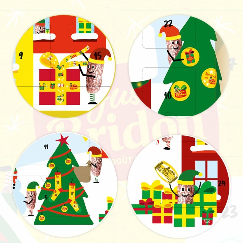 coffret gourmand saucisson calendrier de l'avent justin bridou 2024 avec saucissons et goodies