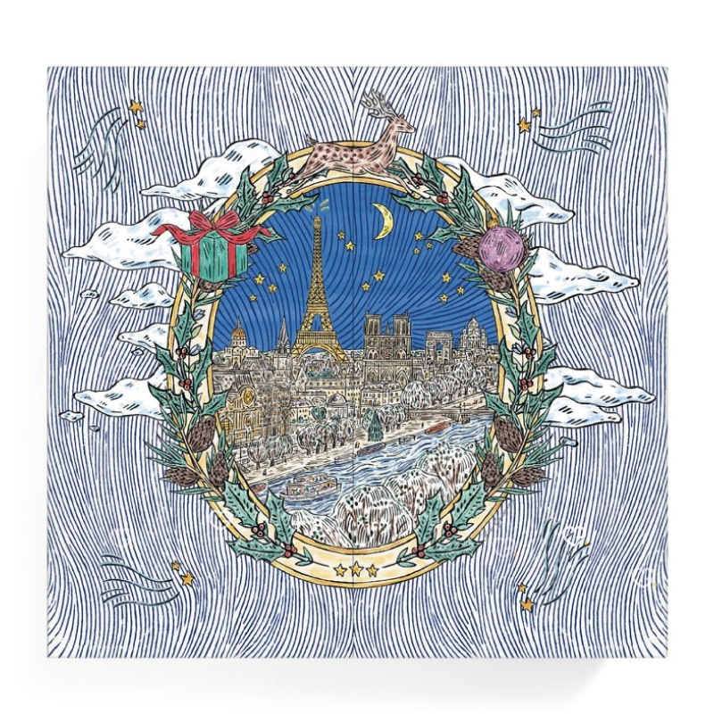 calendrier de l'avent beaute sisley paris 2024 avec illustration de fee Greening de contenant des produits de beauté, soins cosmétiques, soins visage, maquillage et soins capillaire