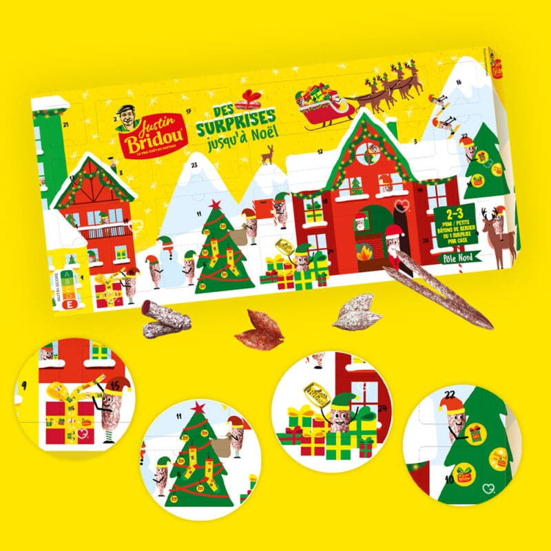 coffret gourmand saucisson calendrier de l'avent justin bridou 2024 avec saucissons et goodies