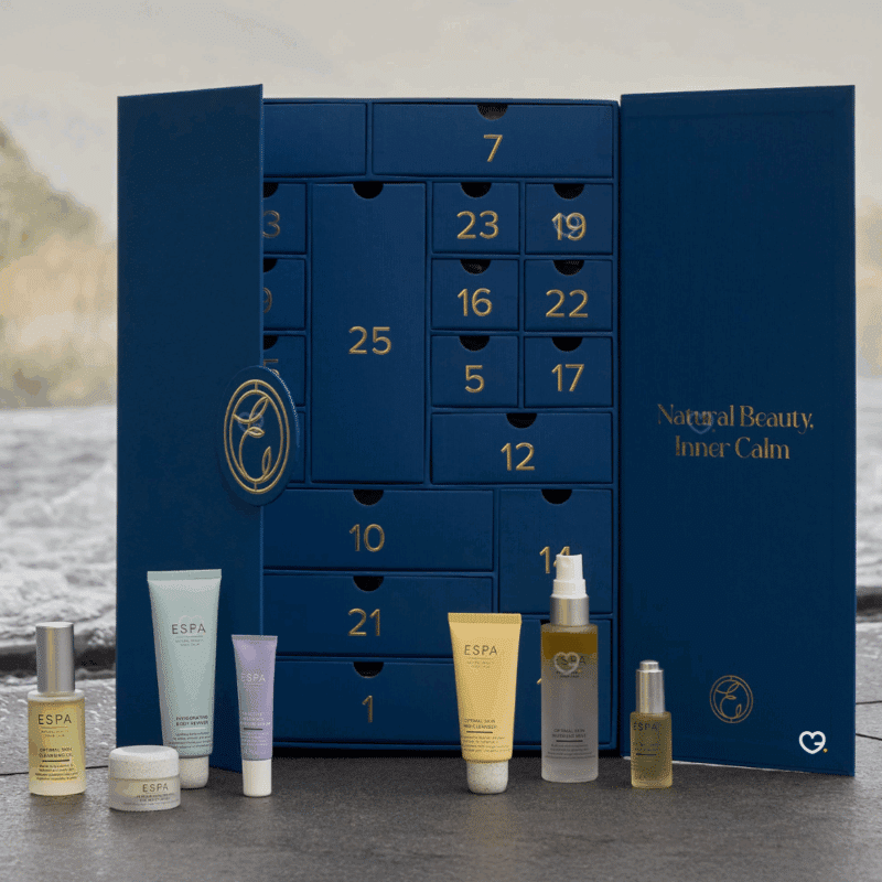 Calendrier de l’Avent Espa 2025 luxueux avec 25 soins bien-être dont 7 full size pour peau, corps et sens, idéal cadeau beauté raffiné.