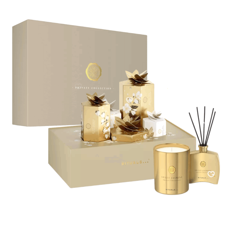 Calendrier de l’Avent Rituals Premium 2025 en coffret luxueux avec 5 trésors parfumés bien-être, cadeau raffiné idéal pour adultes, homme et femme.