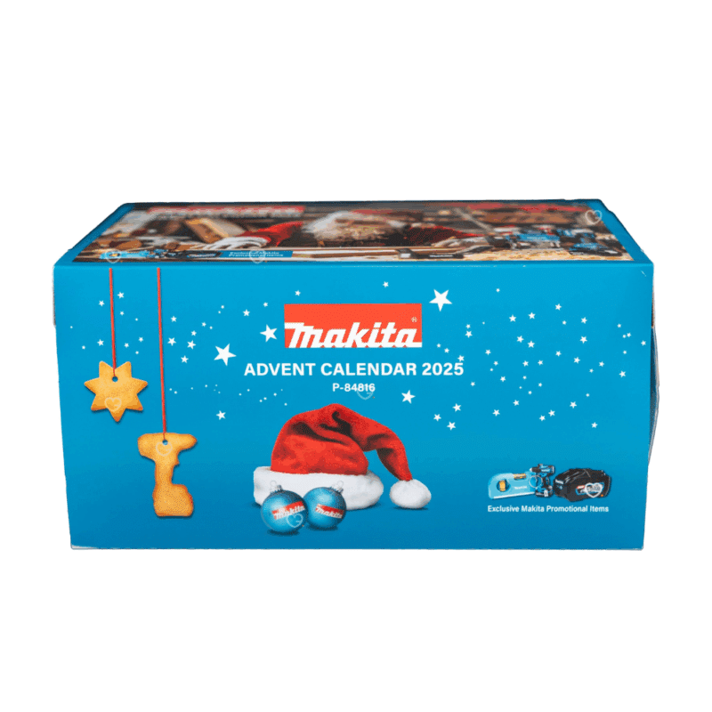 Calendrier de l’Avent Makita 2025 édition limitée contenant 24 outils et accessoires de bricolage et goodies, idéal cadeau homme et bricoleur.