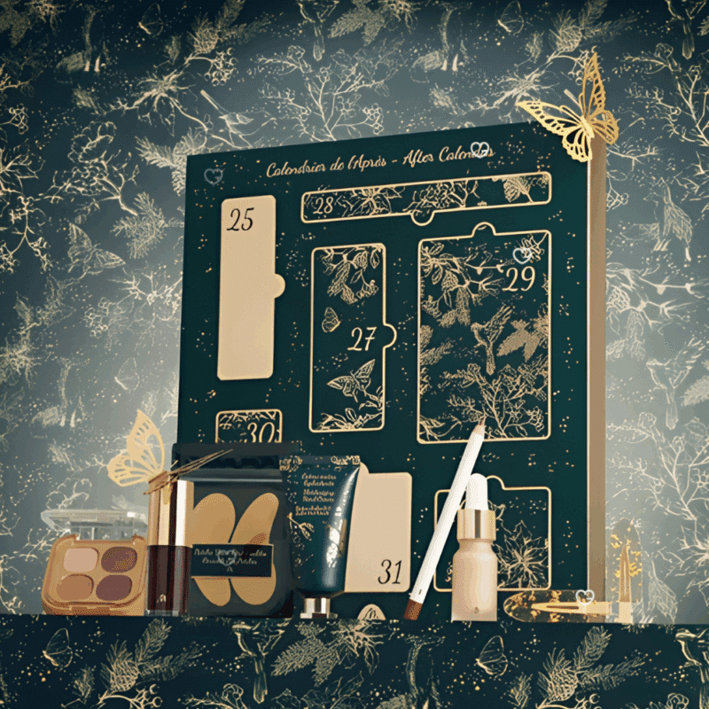 coffret beauté calendrier de l'après marionnaud 2025 contenant 7 produits de beauté maquillage, soins et accessoires