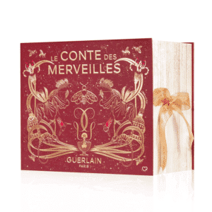 Calendrier de l’Avent Guerlain 2025 en coffret luxueux en forme de livre renfermant 25 produits beauté iconiques, parfums, soins, maquillage et bougie idéal cadeau femme luxe.