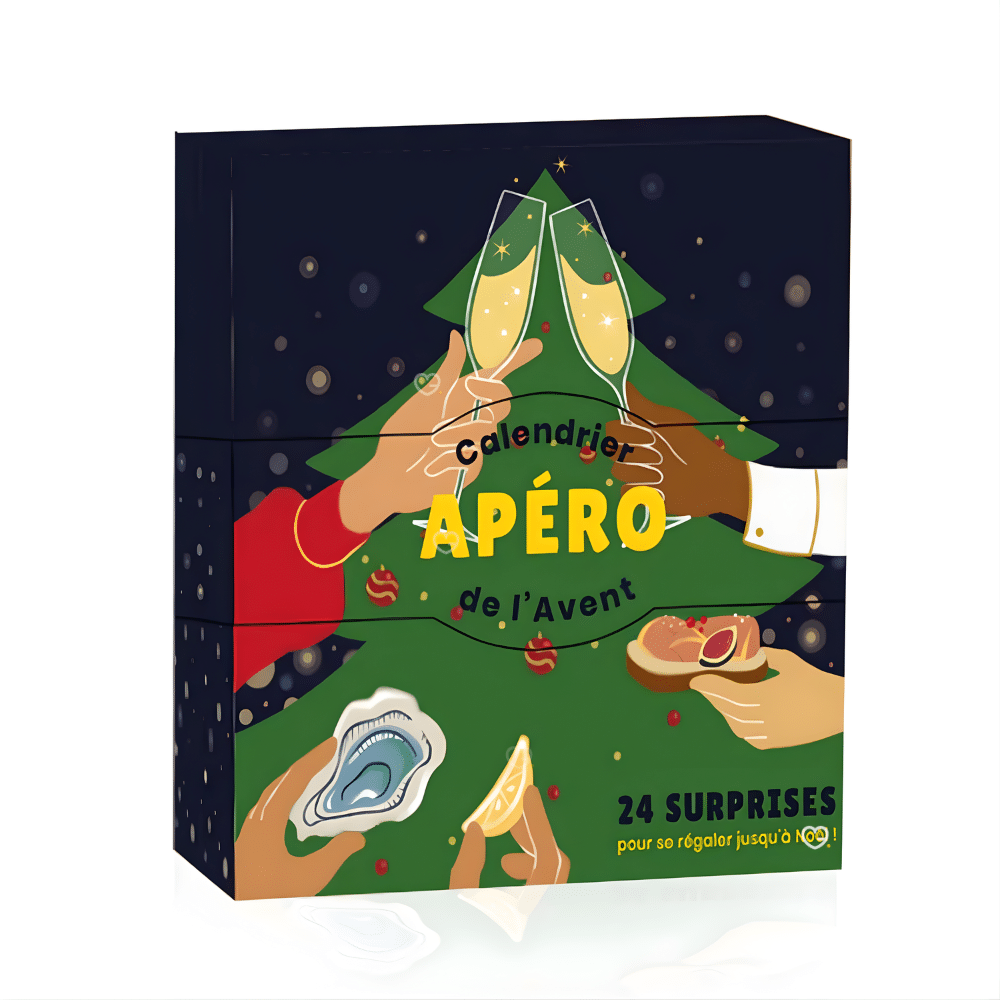 calendrier de l'avent apéro 2025 avec des produits artisanaux saucissons, terrines, bière pour gourmand
