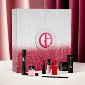 Calendrier de l’Avent Armani 2025 luxueux avec 24 parfums, maquillage, soins visage et accessoires, idéal cadeau beauté femme