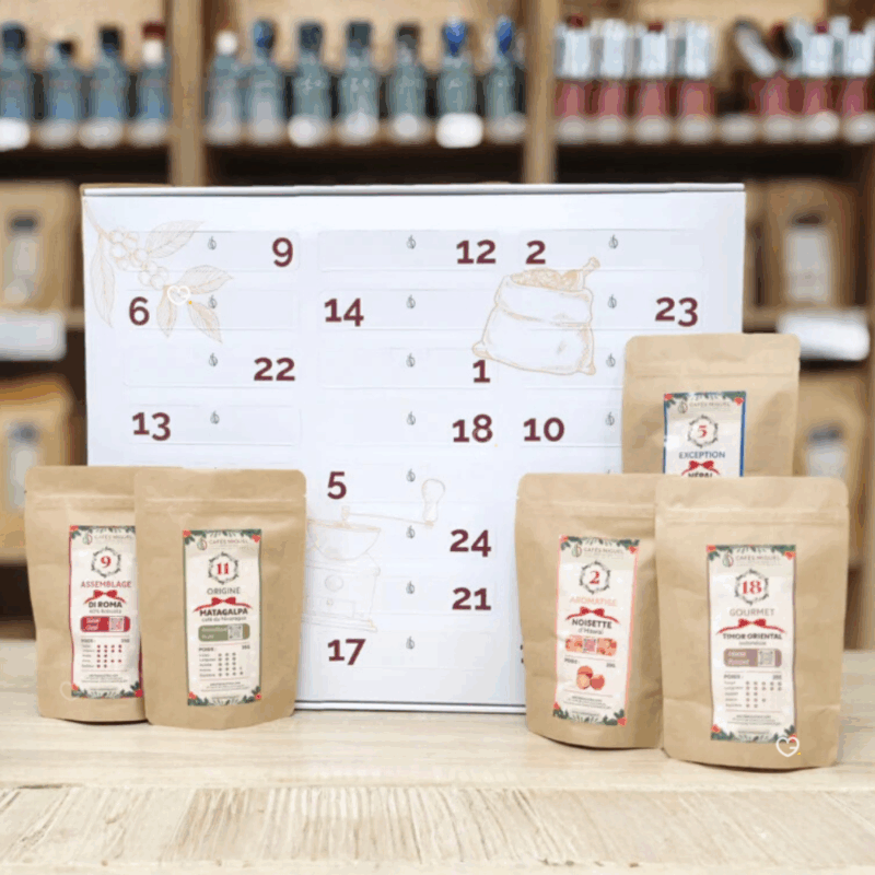 coffret artisanal calendrier de l'avent café miguel 2025 en grain ou moulu