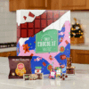 calendrier de l'avent chocolat gourmand 2025 décoré tablette choco contenant 24 surprises chocolatées truffe, guimauve, bonbon, pate a tartiner d'artisans
