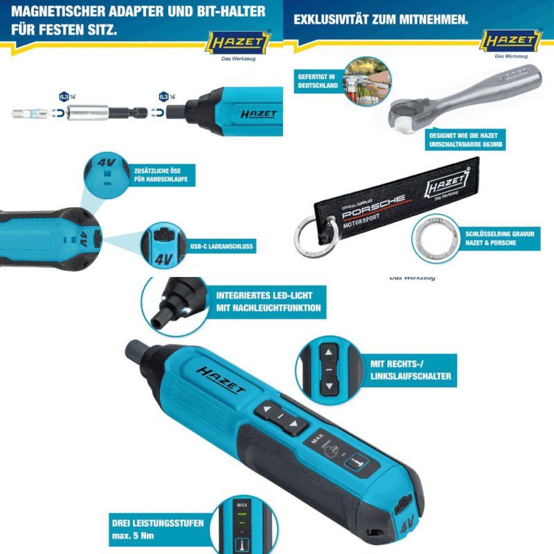 Calendrier de l’Avent Hazet 2025 contenant 24 outils de bricolage, visseuse sans fil, embouts, porte-clés et sac pour passionnés de mécanique et bricoleur