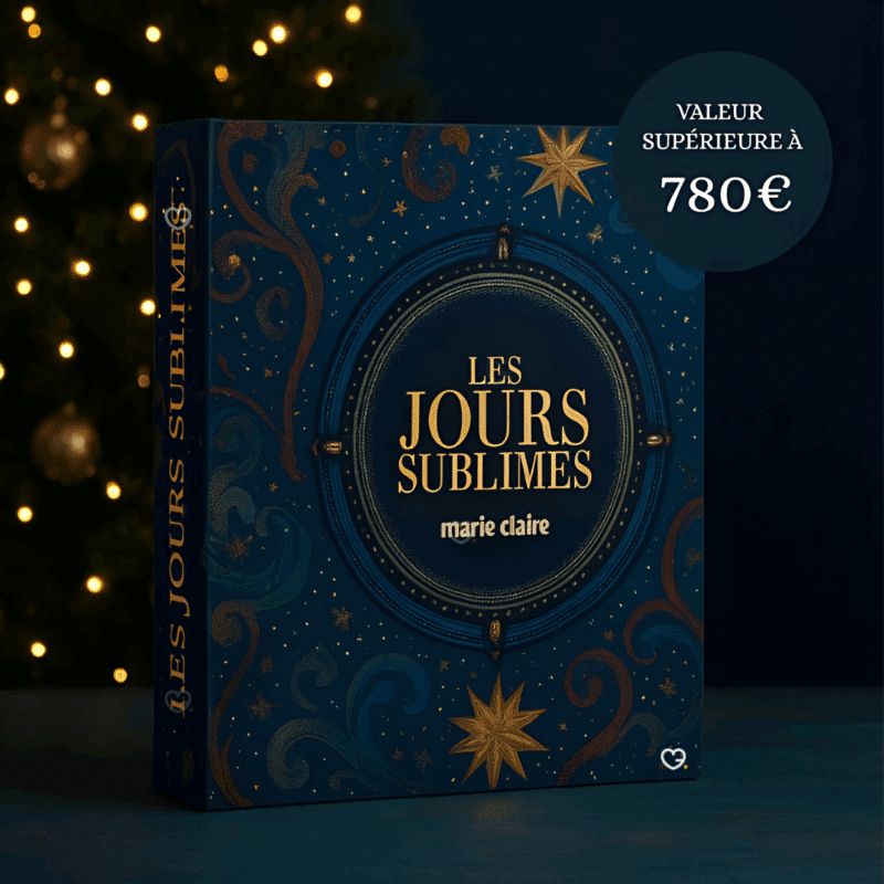 Calendrier de l’Avent Marie Claire 2025 élégant avec 24 surprises beauté premium dont parfum, soins visage, maquillage et soins cheveux pour femme.