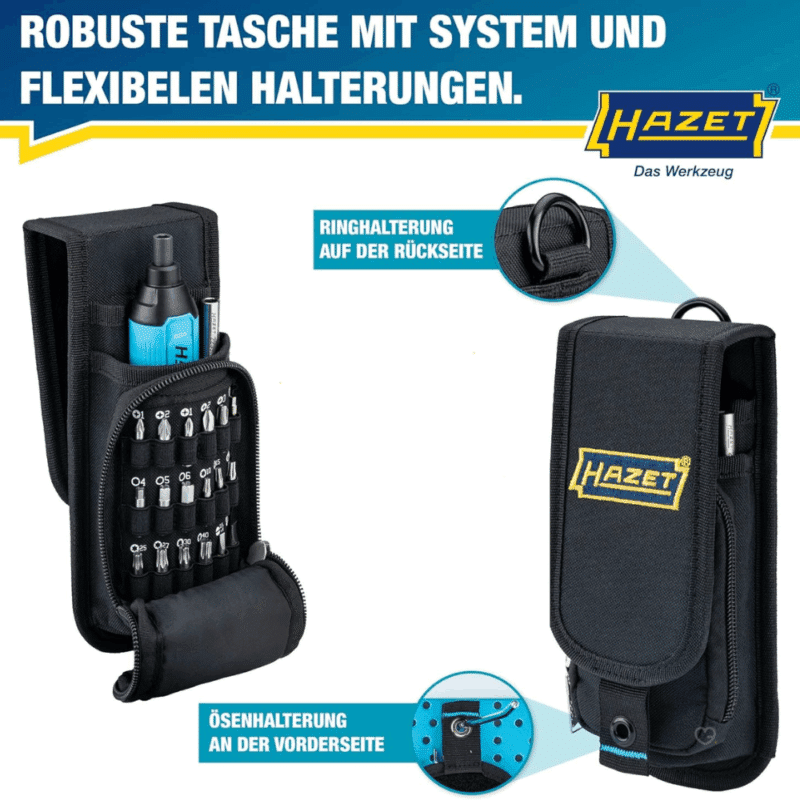 Calendrier de l’Avent Hazet 2025 contenant 24 outils de bricolage, visseuse sans fil, embouts, porte-clés et sac pour passionnés de mécanique et bricoleur