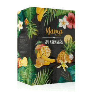 coffret alcool décoré ingrédients recettes calendrier de l'avent rhum arrangé 2025 Mama Sama avec 24 recettes de rhums à base de rhum agricole IGP