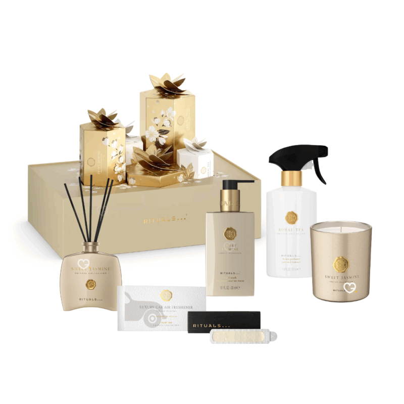 Calendrier de l’Avent Rituals Premium 2025 en coffret luxueux avec 5 trésors parfumés bien-être, cadeau raffiné idéal pour adultes, homme et femme.