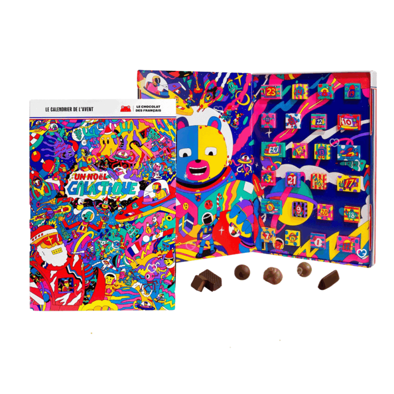 Calendrier de l’Avent Le Chocolat des Français 2025 avec 24 chocolats artisanaux pralinés, truffes et recettes originales pour gourmand