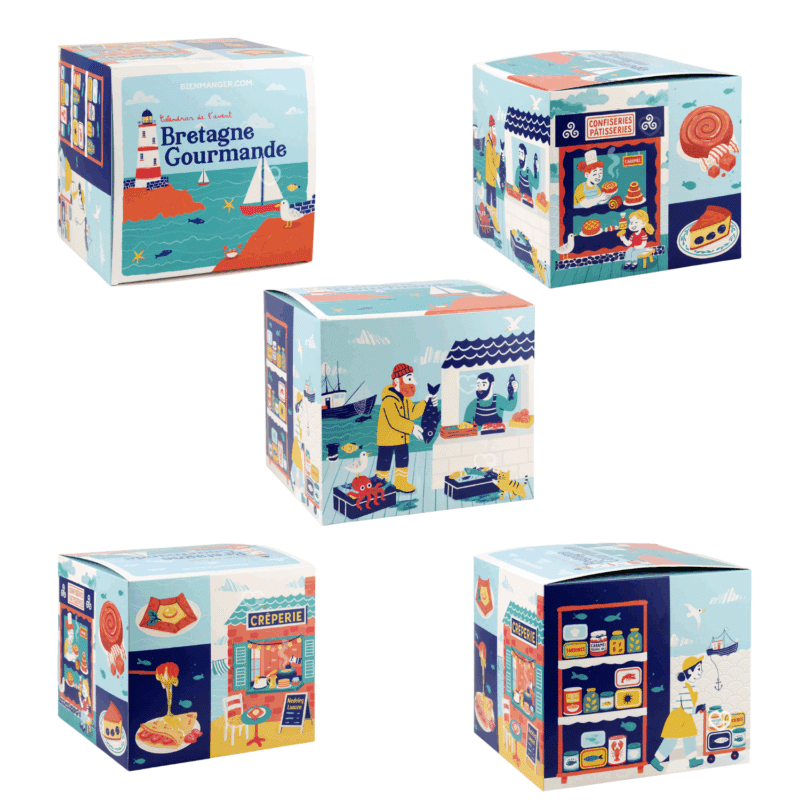Calendrier de l’Avent gourmand Bretagne 2025 avec 24 spécialités gourmandes sucrées et salées artisanales, idéal pour famille, couple et amateur de gastronomie régionale.