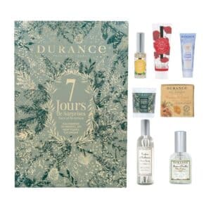 calendrier de l'après durance contenant 7 jours parfumés avec des bougie, parfum, savon..
