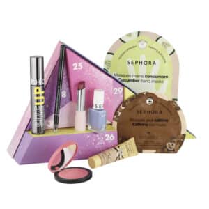 Coffret favorites calendrier de l'après sephora 2024 avec 8 produits de beauté, maquillage : mascara, vernis, masque..