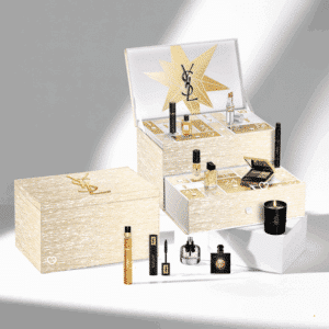 contenu Calendrier de l’Avent YSL Beauty 2025 en édition limitée, coffret luxe doré avec 24 miniatures maquillage, soins visage et parfums pour femme