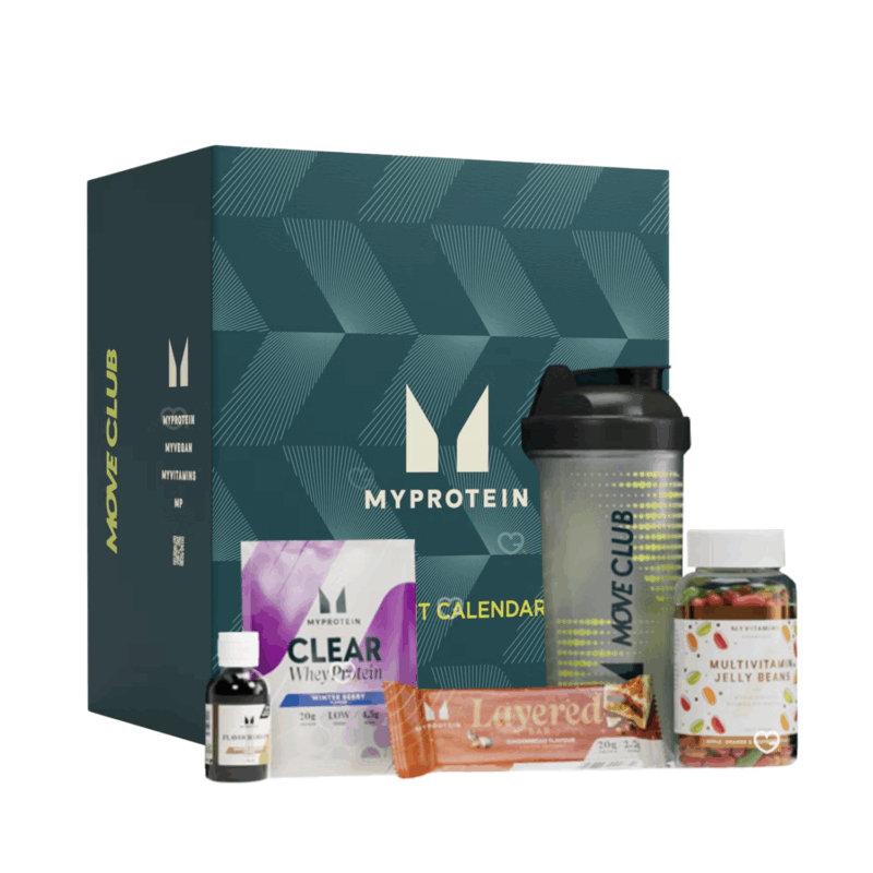 Calendrier de l’Avent Myprotein 2025 avec 25 surprises fitness pour sportifs, snacks protéinés, compléments et saveurs exclusives pour idéal pour le sport