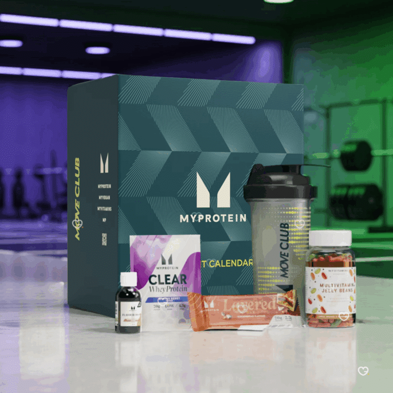 Calendrier de l’Avent Myprotein 2025 avec 25 surprises fitness pour sportifs, snacks protéinés, compléments et saveurs festives exclusives.
