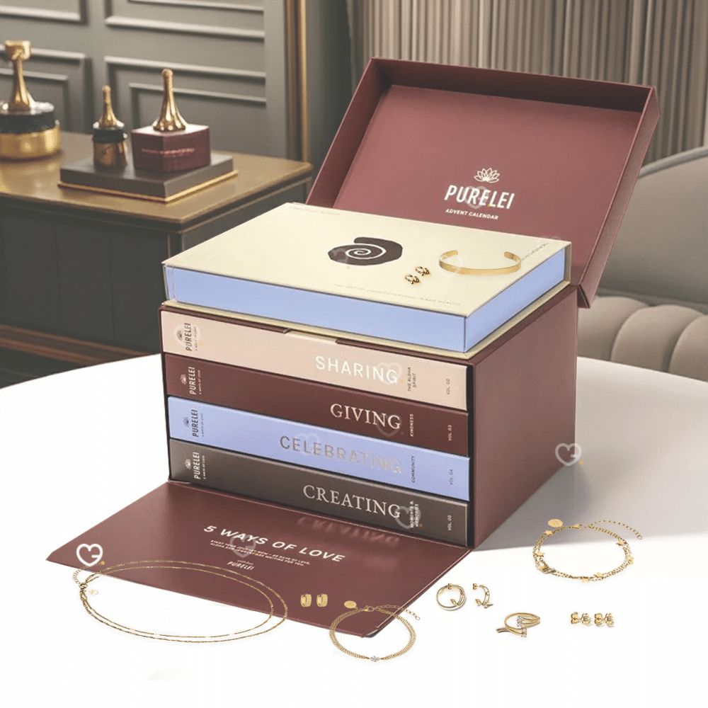 Calendrier De L'Avent Bijoux 2025 - 25 Pièces Acier Inoxydable (Or) - Boîte Réutilisable