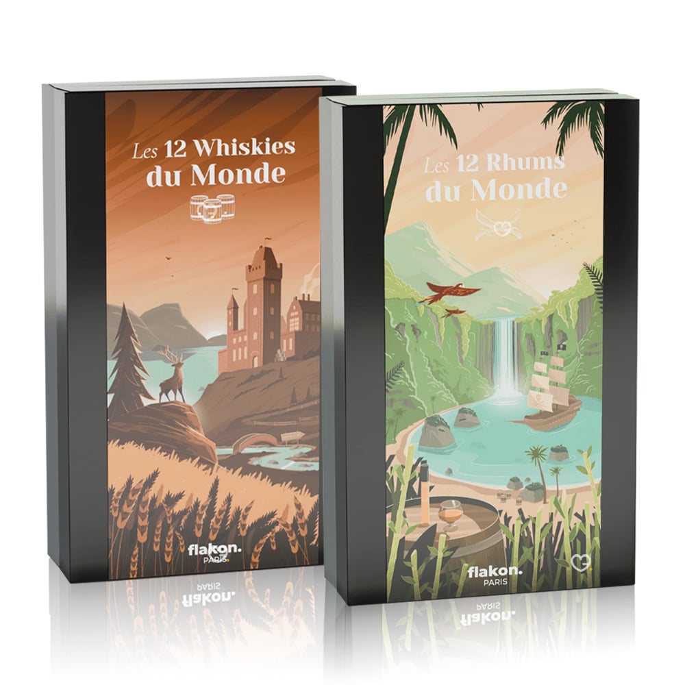 calendrier de l'avent whisky et rhum flakon avec 24 spiritueux
