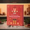 Calendrier de l’Avent Saucisson 2025 avec 32 mini saucisson de 10 saveurs artisanales variées, idée cadeau festive pour adulte et couple gourmand.