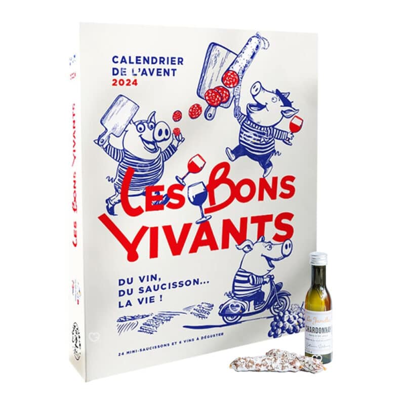 calendrier de l'avent saucisson vin Les Bons vivants avec mini saucissons et vinottes