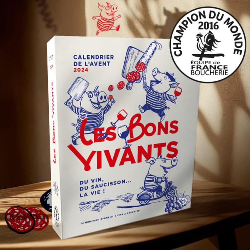 calendrier de l'avent saucisson vin Les Bons vivants avec mini saucissons et vinottes