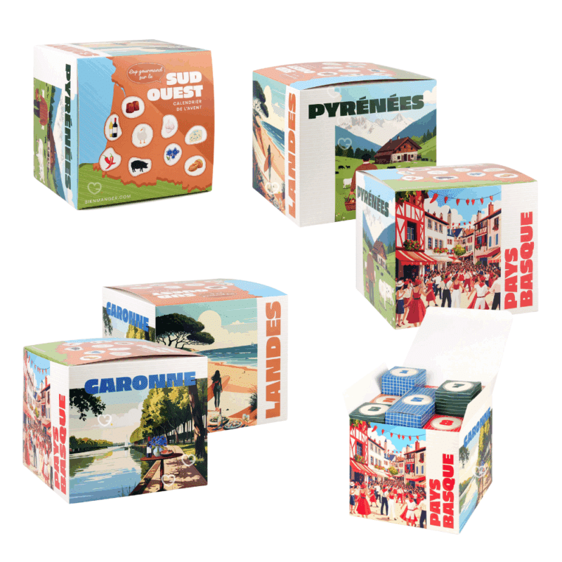 Calendrier de l’Avent gourmand 2025 avec 24 spécialités salées et sucrées du Sud-Ouest, idéal pour homme , femme ou famille amateur de gastronomie régionale.