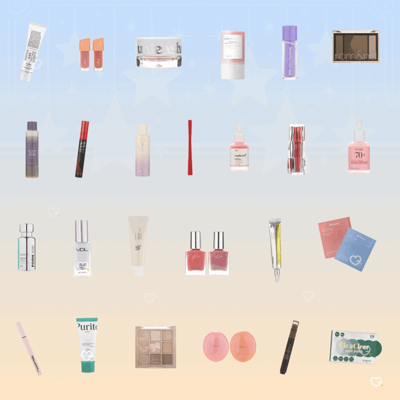 calendrier de l'avent Yesstyle 2025 Kbeauty contenant 25 produits de beauté visage et maquillage cosmétiques coréens