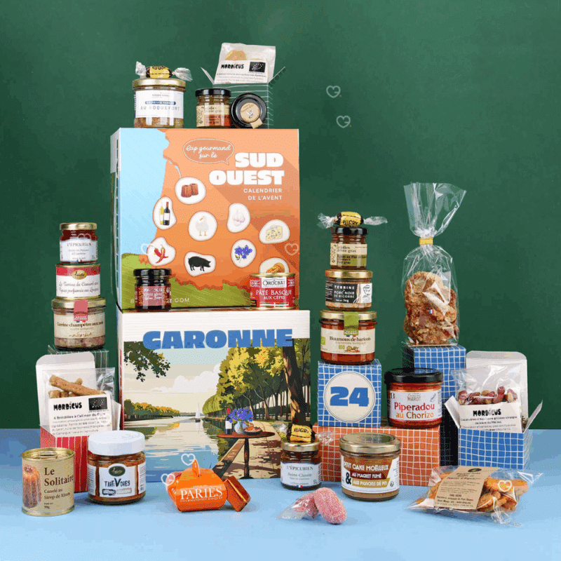 Calendrier de l’Avent gourmand 2025 avec 24 spécialités salées et sucrées du Sud-Ouest, idéal pour homme , femme ou famille amateur de gastronomie régionale.