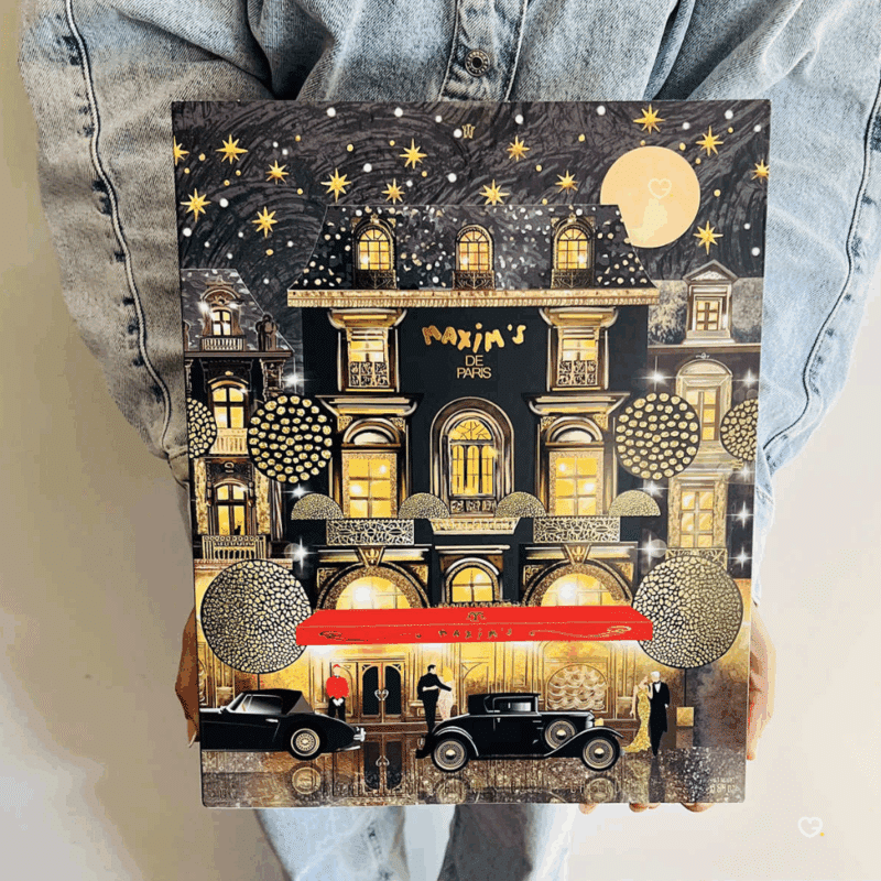 Calendrier de l'Avent maxims 2025 contenant 24 chocolats noirs et au lait déclinés sous différentes formes