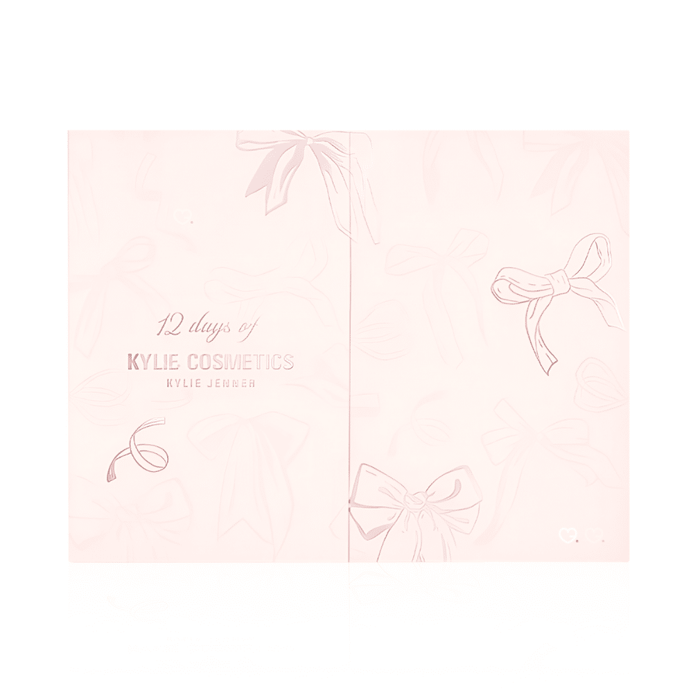 coffret maquillage rose calendrier de l'avent kylie cosmetics 2025 contenant 12 produits et accessoires makeup