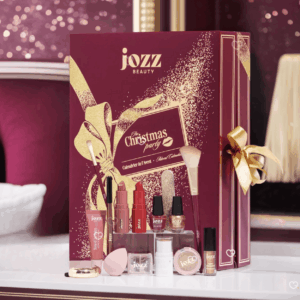 Calendrier de l’Avent Jozz 2025 mixte offrant 24 produits de maquillage et accessoires beauté, coffret pailleté The Christmas Party idéal pour femme et jeune fille aime le makeup