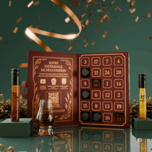 Calendrier de l’Avent whisky Flakon 2025 avec 24 whiskies d’exception, verres, carnet et kit de dégustation pour amateurs exigeants en spiritueux