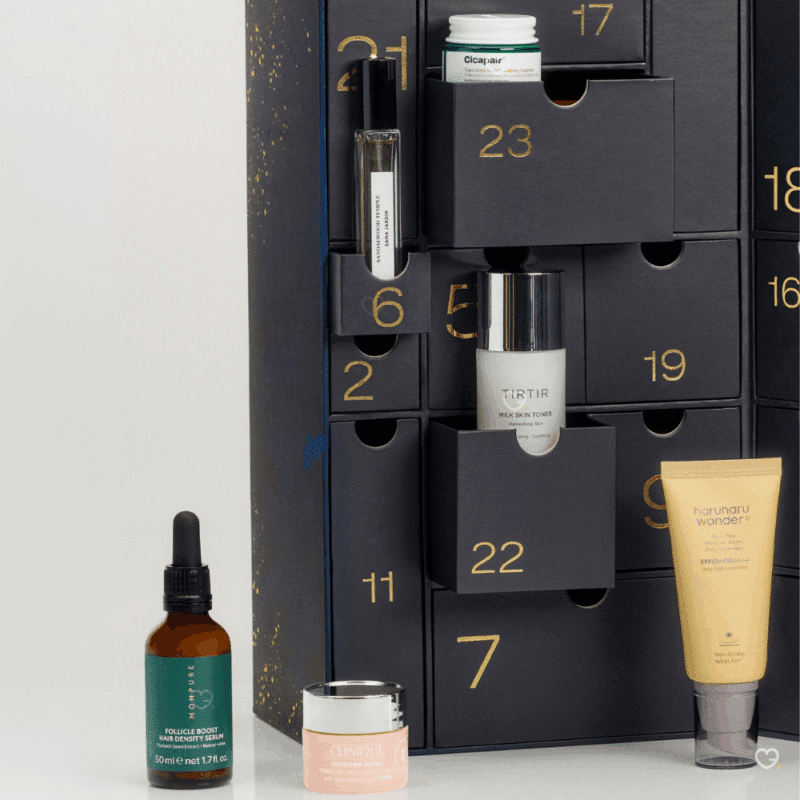 Calendrier de l’Avent Zalando 2025 proposant 24 produits de beauté multimarque : soins visage, corps, maquillage et parfums pour femme
