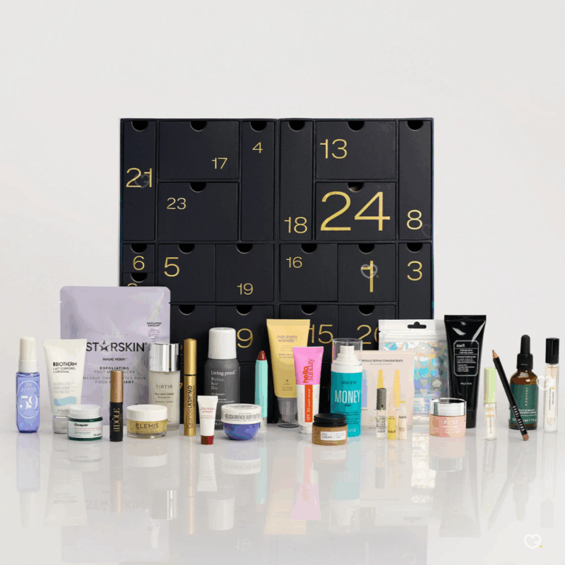 Calendrier de l’Avent Zalando 2025 proposant 24 produits de beauté multimarque : soins visage, corps, maquillage et parfums pour femme