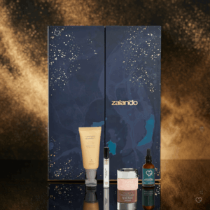 Calendrier de l’Avent Zalando 2025 proposant 24 produits de beauté multimarque : soins visage, corps, maquillage et parfums pour femme