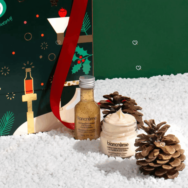 Calendrier de l’Avent Blancrème 2025 renfermant 24 soins visage et corps aux textures gourmandes et senteurs fruitées, idéal cadeau beauté pour femme.