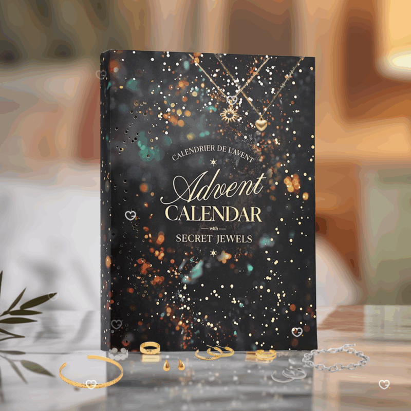 Calendrier de l’Avent Mes Bijoux 2025 contenant 24 bijoux élégants : bracelets, bagues, boucles d’oreilles et colliers pour femme