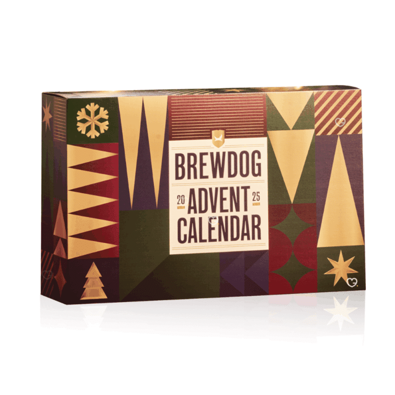 Calendrier de l’Avent Brewdog 2025 avec 24 bières artisanales et 1 accessoire exclusif, idéal pour amateurs de bière craft curieux.