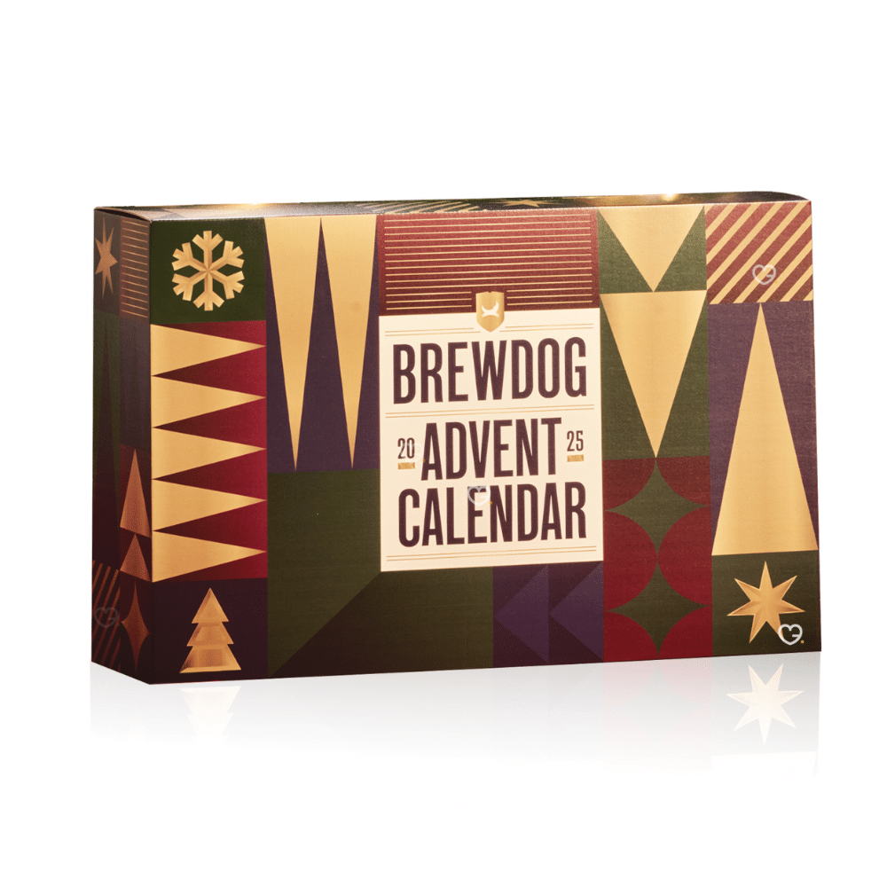 Calendrier de l’Avent Brewdog 2025 avec 24 bières artisanales et 1 accessoire exclusif, idéal pour amateurs de bière craft curieux.