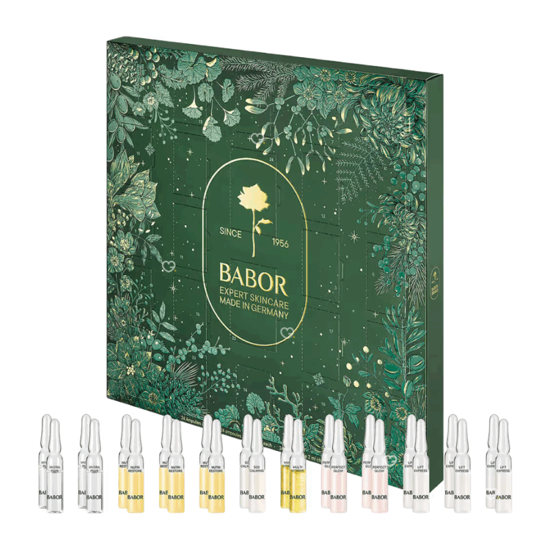 Calendrier de l'avent babor 2025 comprenant 24 ampoules beauté pour une routine soins visage complète et de qualité