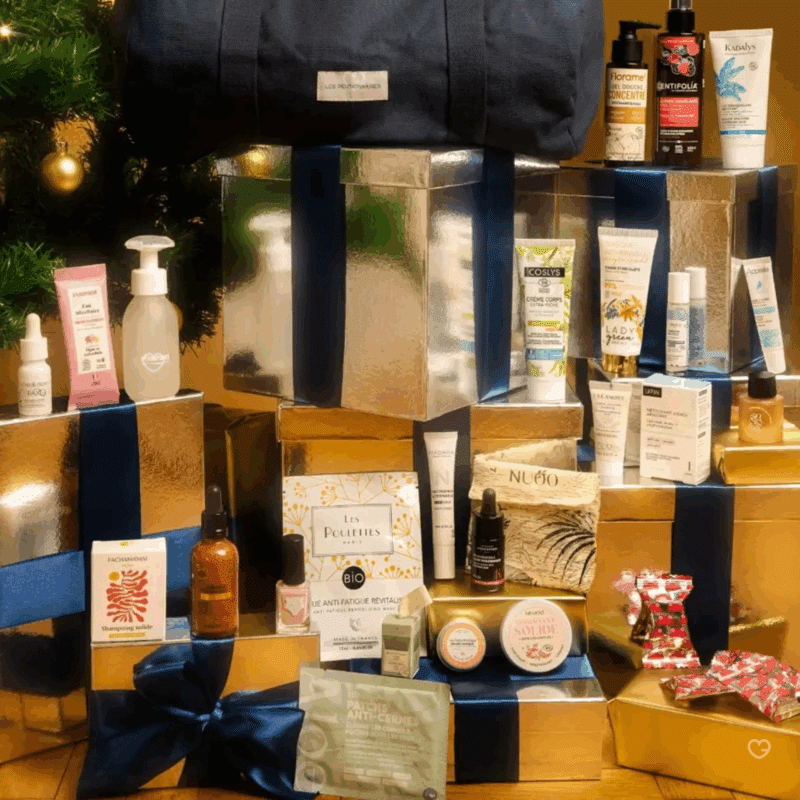 Calendrier de l’Avent Nuoo 2025 présenté dans un mini sac bowling coton bio avec 24 soins beauté naturels soins visage, corps et cheveux idéal pour femme