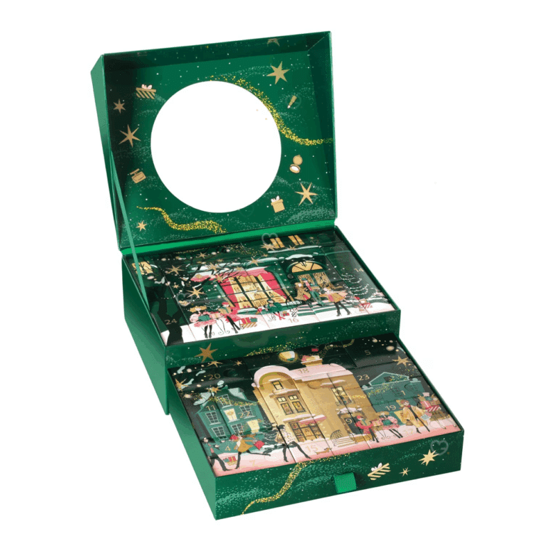 Calendrier de l’Avent Nocibe Prestige 2025 avec 25 produits beauté exclusifs, maquillage, soins haut de gamme, spa et bougie parfumée pour femme.