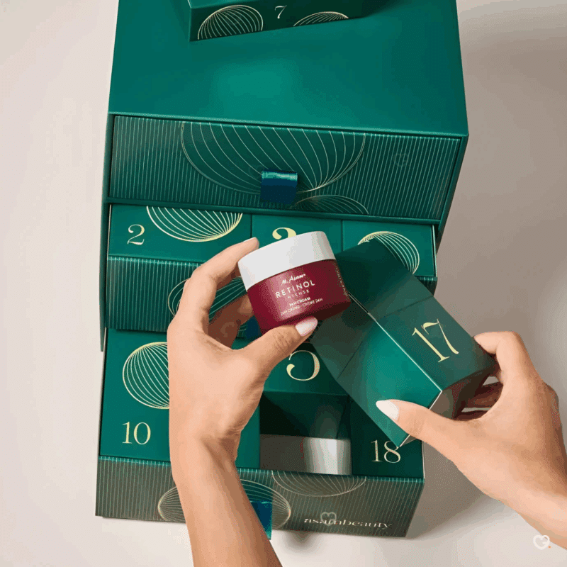 Calendrier de l’Avent AsamBeauty 2025 version premium avec 24 soins visage, corps et maquillage en taille originale, coffret beauté pour femme