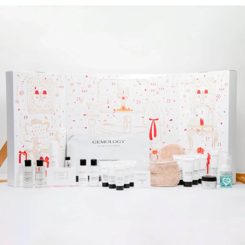 calendrier de l'avent gemology 2024 contenant 24 produits de beauté soin visage et peau avec cosmétique pouvoir des pierres