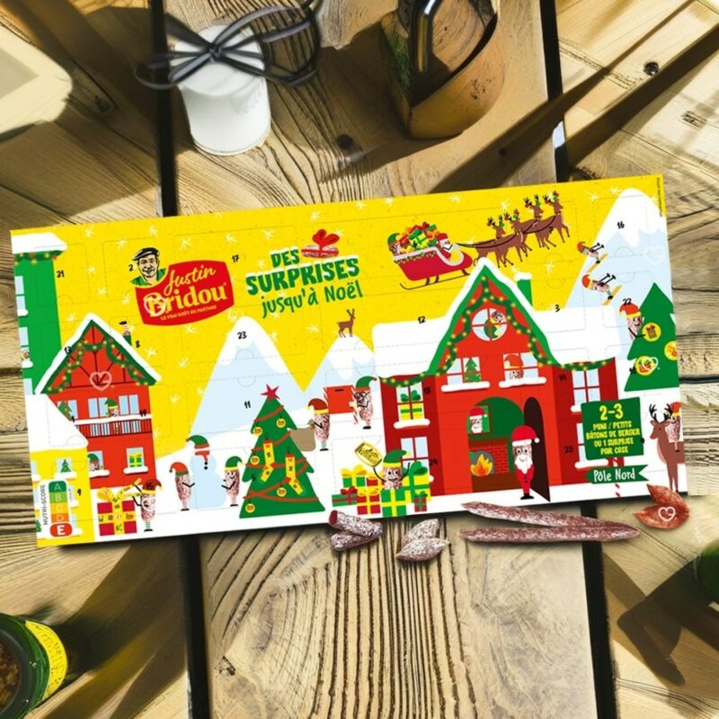 coffret gourmand saucisson calendrier de l'avent justin bridou 2024 avec saucissons et goodies