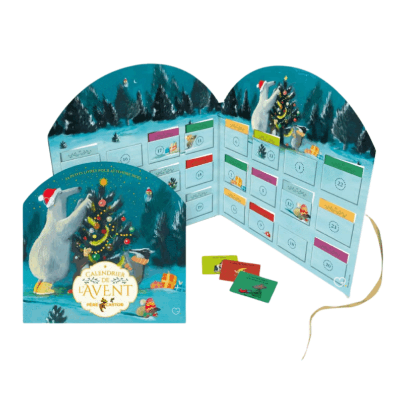 Calendrier de l’Avent Père Castor 2025 avec 24 mini-livres de contes illustrés, coffret éducatif et culturel pour enfant, fille et garcon, et famille.